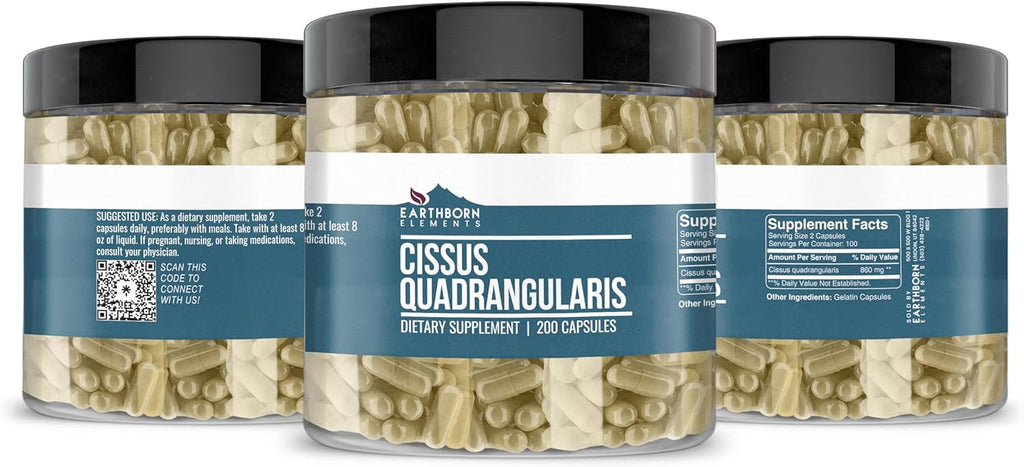 Earthborn Elements Cissus Quadrangularis 200 Capsules, Pure & Undiluted, No Additives