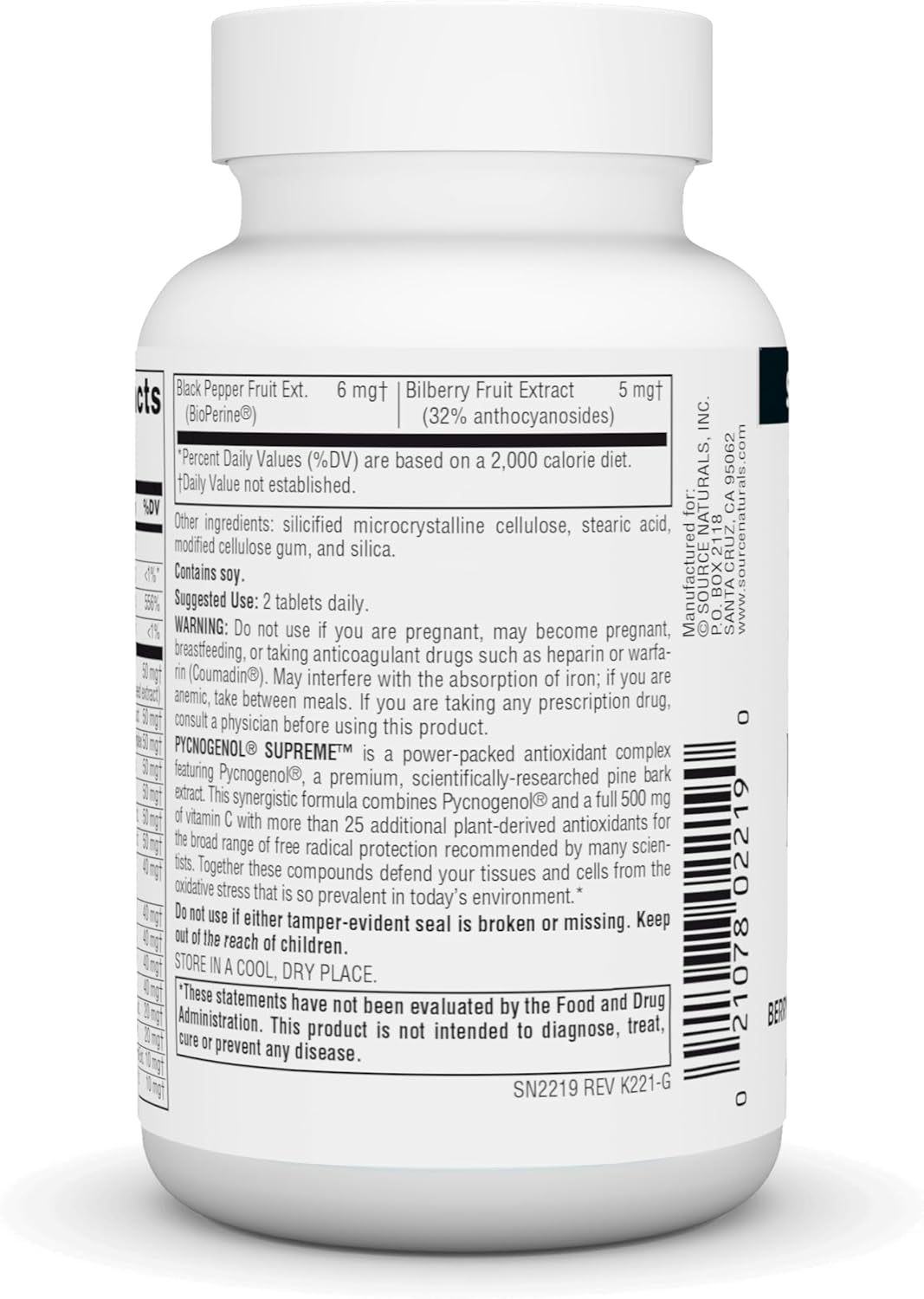 Source Naturals Pycnogenol Supreme, Berry & Botanical Antioxidant Complex* - 30 Tablets