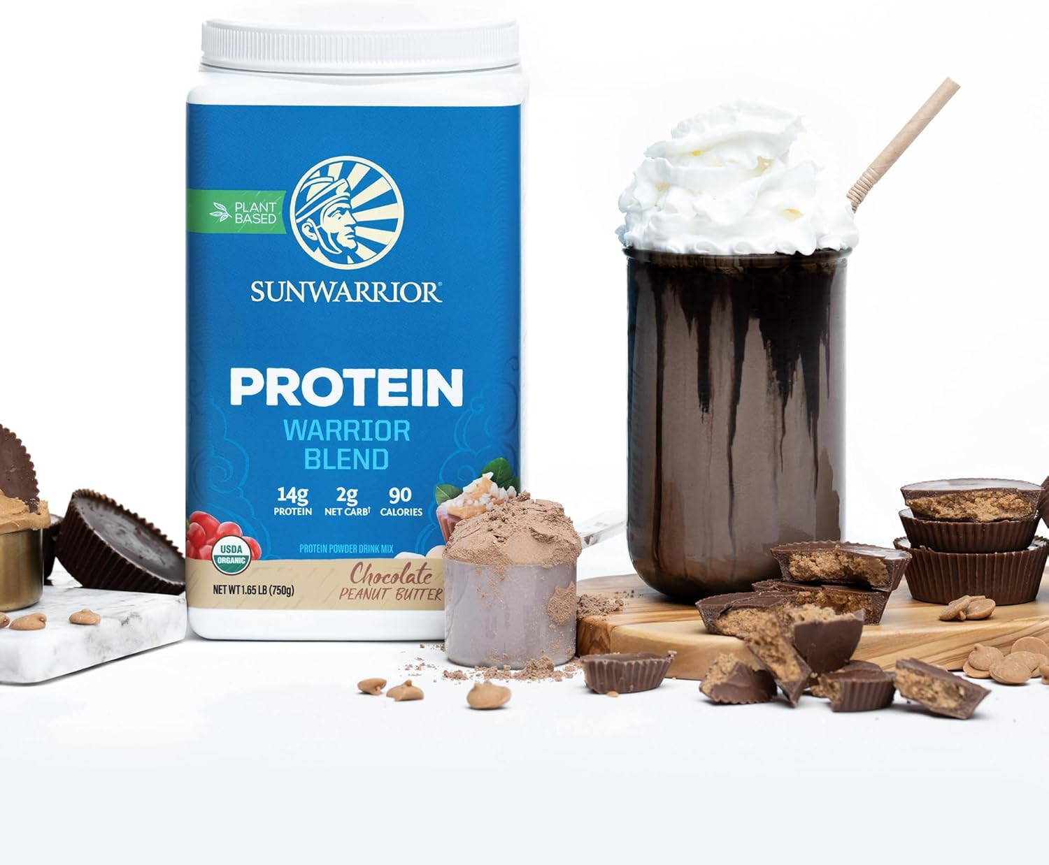 Organic Plant Based Protein Powder | Vegan Organic Protein Powder with BCAA Amino Acids & Hemp Seed Pea Blend | Non-GMO Soy Dairy Filler & Gluten Free (Chocolate Peanut Butter, 30 Servings)