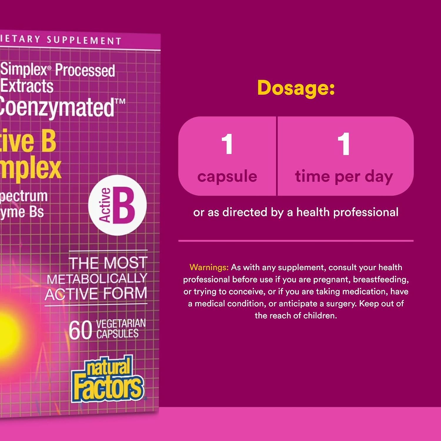 Natural Factors, BioCoenzymated Active B Complex, 60 Capsules (60 Servings)