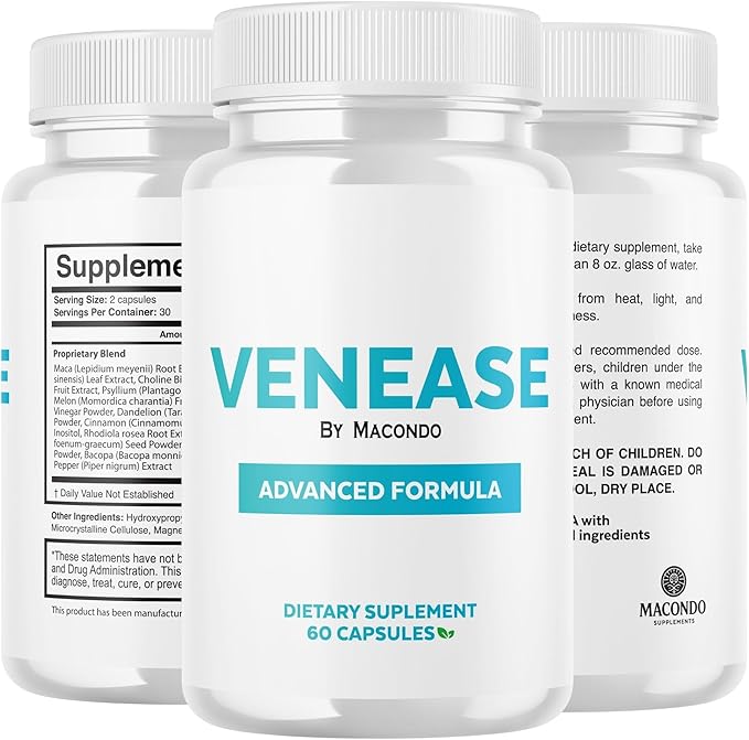 Venease Capsules - Official Venease Premium Supplement Support Advanced Formula All Natural for Vein Wellness & Health Multivitamin Pure Formula - 60 Capsules for 1 Month