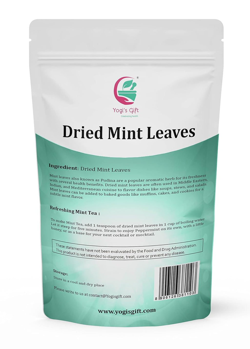 Dried Mint Leaves 1 LB | Peppermint Leaves For Tea & Savoury | Non-GMO, Ethically Sourced, Cut & Sifted | Bulk Tea Loose Leaf - Yogi’s Gift®