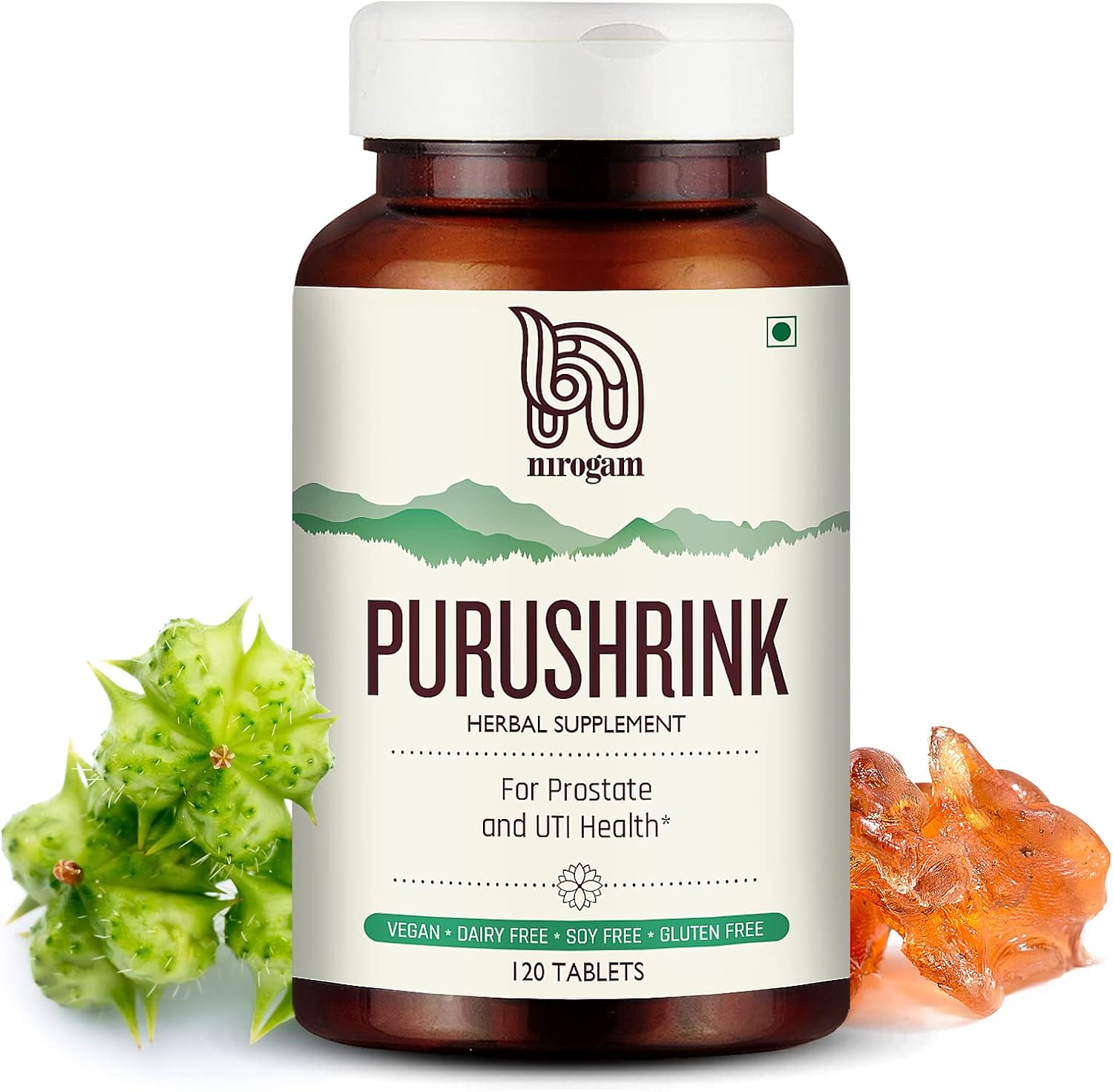 Purushrink Prostate Health Supplement for Men | Support Better Sleep and Urinary Health | Natural Ayurvedic Formula by Nirogam - 120 Tablets