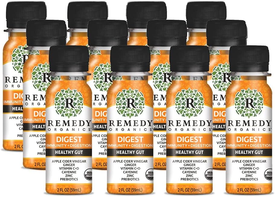 Remedy Organics Immunity Plus Shot, Digest 12-Pack | Boost Energy, Brain Function, Detoxification, and Metabolism | Certified-Organic Ingredients
