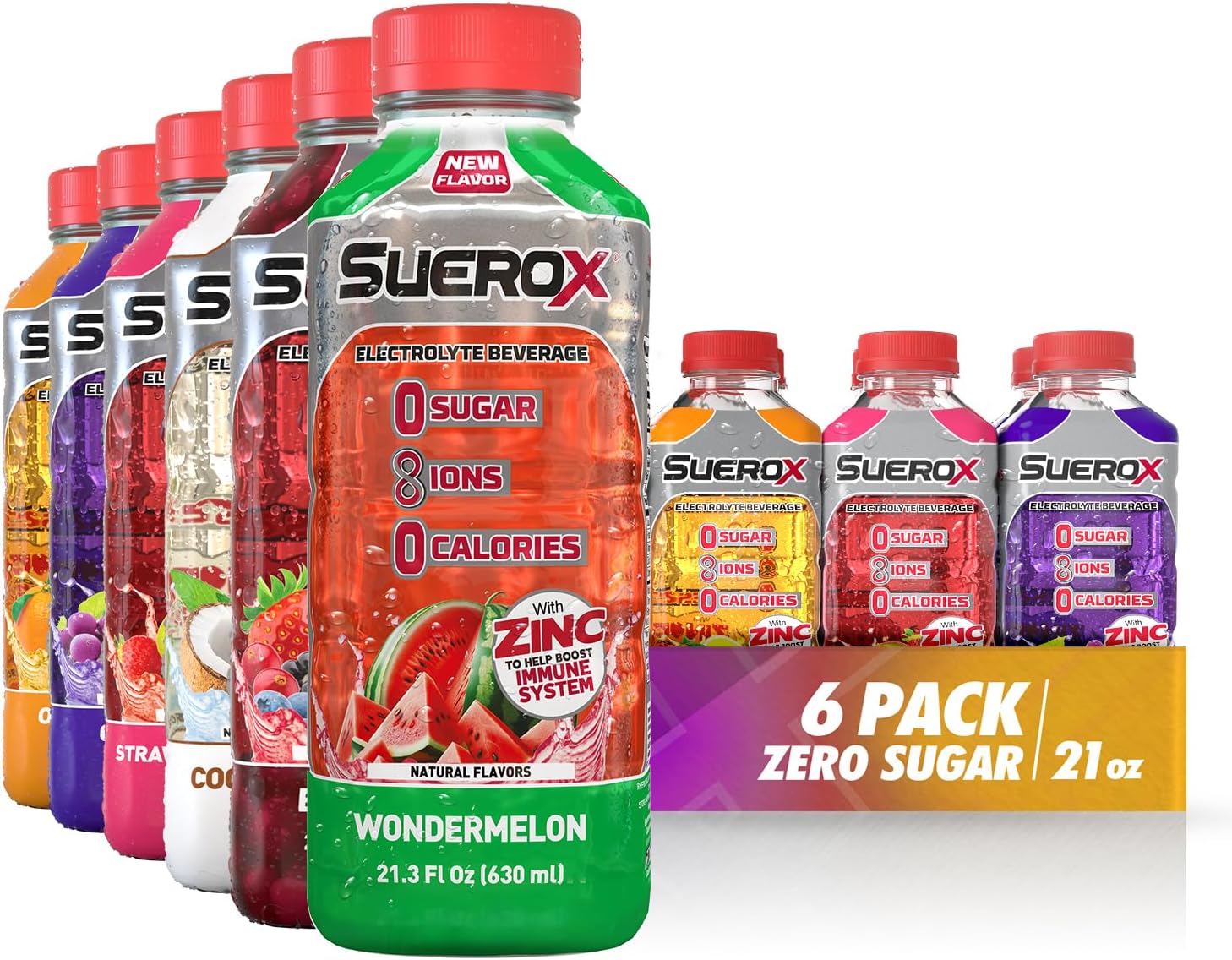 SueroX Sugar-Free Sports Drink for Hydration and Recovery, Electrolyte Hydration Drink with 8 Ions, Zero Calorie Sports Drinks with Electrolytes, Kickstart Pack, 21.3 Fl Oz, 6 Count