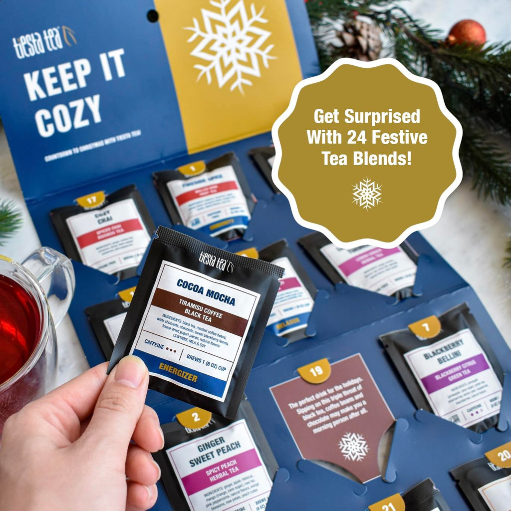 Tiesta Tea 2025 Advent Calendar, 24 Unique Loose Leaf Blends, Limited Edition Holiday Tea Gift Set, Perfect Variety Pack for Tea Enthusiasts