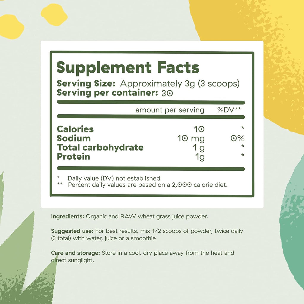 Brightcore Nutrition Sweet Wheat Wheatgrass Juice Powder, Easy-to-Mix Athletic Greens Powder for Digestive Health and Immune Boost, All-Natural Super Greens, 90 Grams