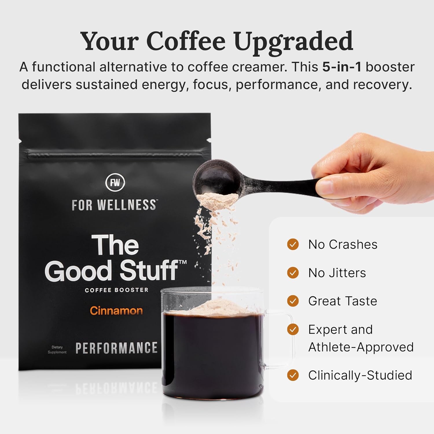 For Wellness The Good Stuff Performance | Healthy Coffee Creamer Powder with Collagen, MCT Oil & L-Theanine | Keto Non-Dairy Coffee Booster for Focus & Energy | 30 Servings