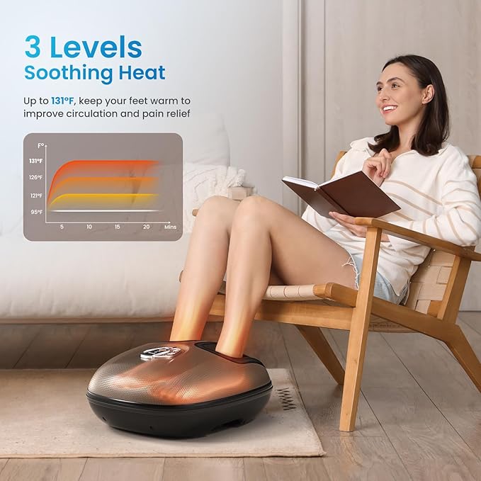 RENPHO Foot Massager Machine with Heat [2026 Upgraded], Shiatsu Foot Massager for Plantar Fasciitis, Valentines Day Gifts for Her Him, Cordless Control, Best Gifts for Women/Mom/Wife, Brown