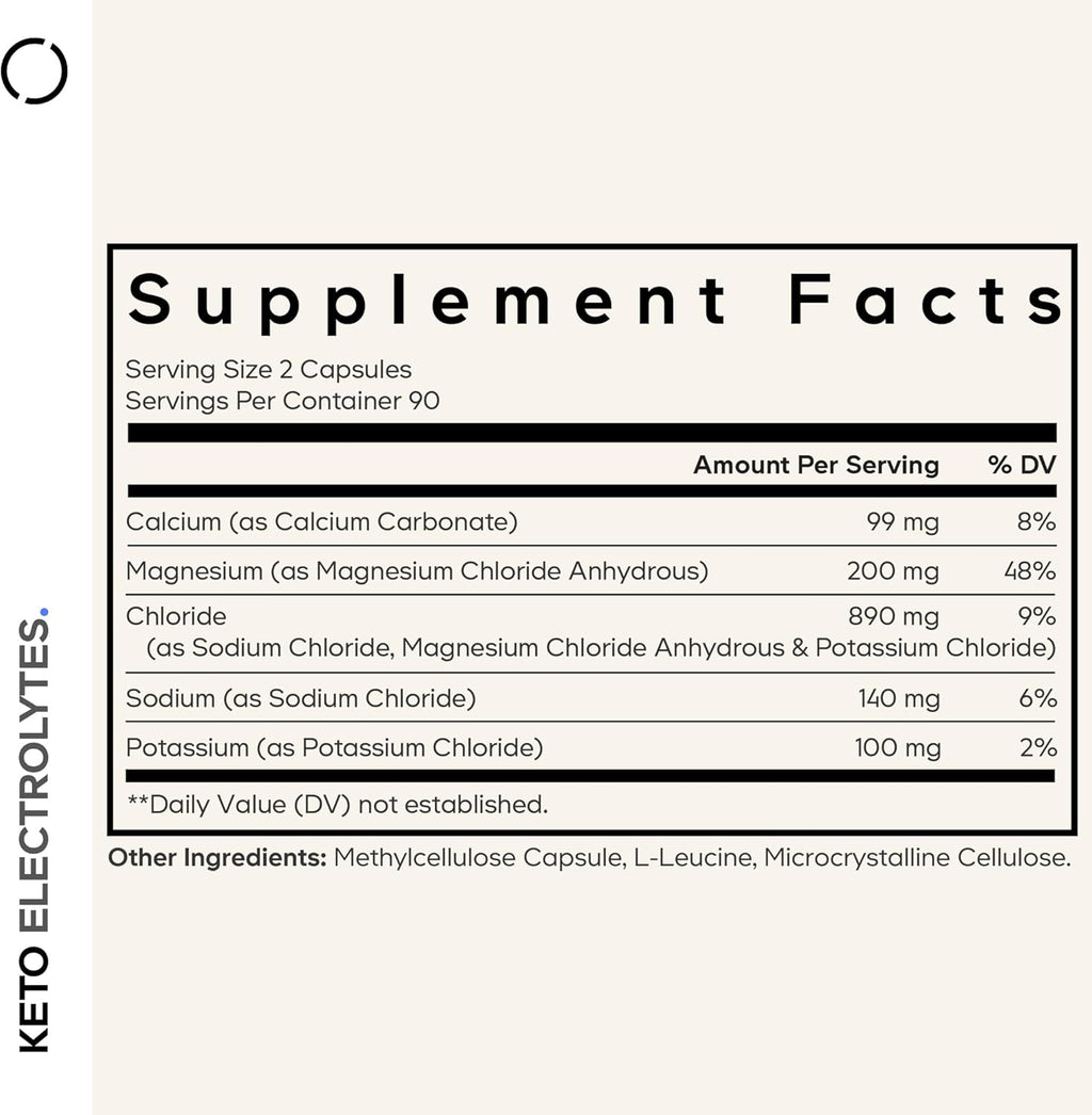 Codeage Keto Electrolytes Supplement – Vegan Electrolyte Tablets w Magnesium, Potassium, Calcium & Salt - Electrolyte Powder Salt Pills & Drink Hydration Supplements - Non-GMO Keto Diet - 180 Capsules