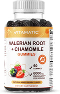 Vitamatic Valerian Root Chamomile Gummies – 6000 mg Equivalent Per Serving – Mixed Berry Flavor – 60 Gummies – Non-GMO, Gluten-Free – 30 Servings