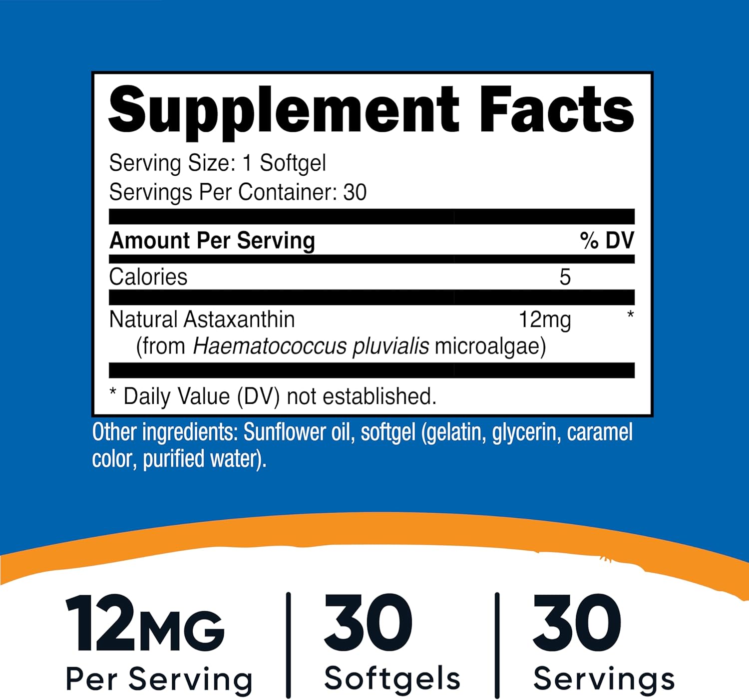 Nutricost Astaxanthin 12mg, 30 Softgels - Non-GMO and Gluten Free