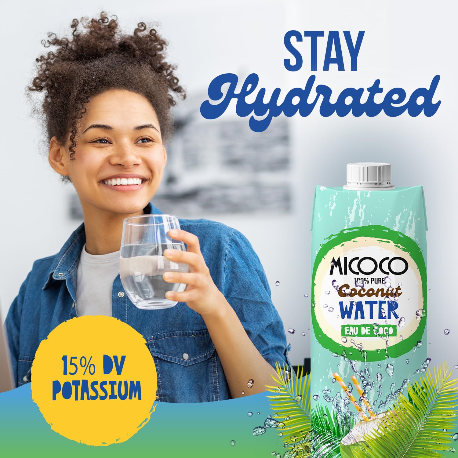 MICOCO Coconut Water, No Added Sugar, 16.9 Fl Oz (Pack of 12)