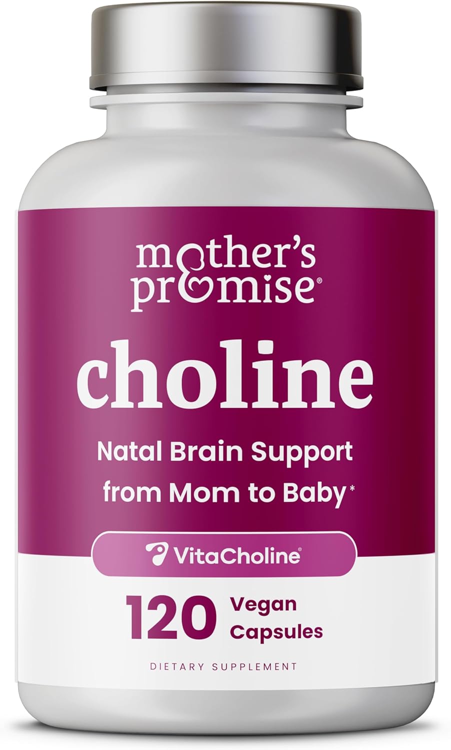 Prenatal Choline Supplements 550mg | 120 Capsules | Supports Baby’s Brain Development & Cognitive Function During Pregnancy & Nursing | Ultra Pure Natal VitaCholine, Vegan Choline Bitartrate for Women