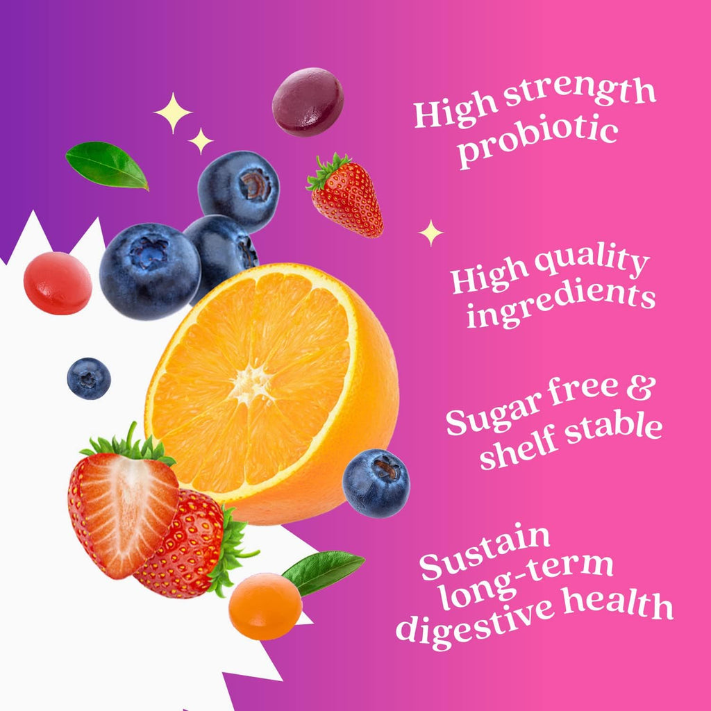 BeLive Probiotic Gummies - Probiotics with 5 Billion CFUs for Digestive Health, Men, Women & Kids Probiotic Supplements for Immune Support, Sugar Free & Vegan – Blueberry, Strawberry & Orange | 2-Pack