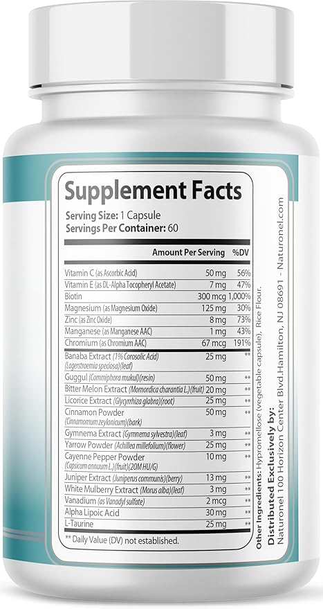Blood Sugar Formula – Metabolic Support with Cinnamon, Banaba, Bitter Melon, Guggul, Licorice, Gymnema, Juniper, Alpha Lipoic Acid & Chromium | Made in USA, GMP Certified