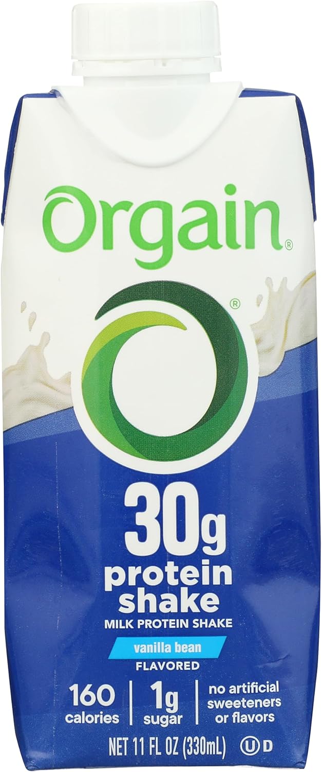 Orgain 30g High Protein Shake, Dairy Isolate Milk Protein, Vanilla Bean, 6g BCAAs, 1g Sugar Per Serving, Meal Replacement, Ready to Drink, Keto Friendly, Gluten-Free 11 Fl Oz (Pack of 12)