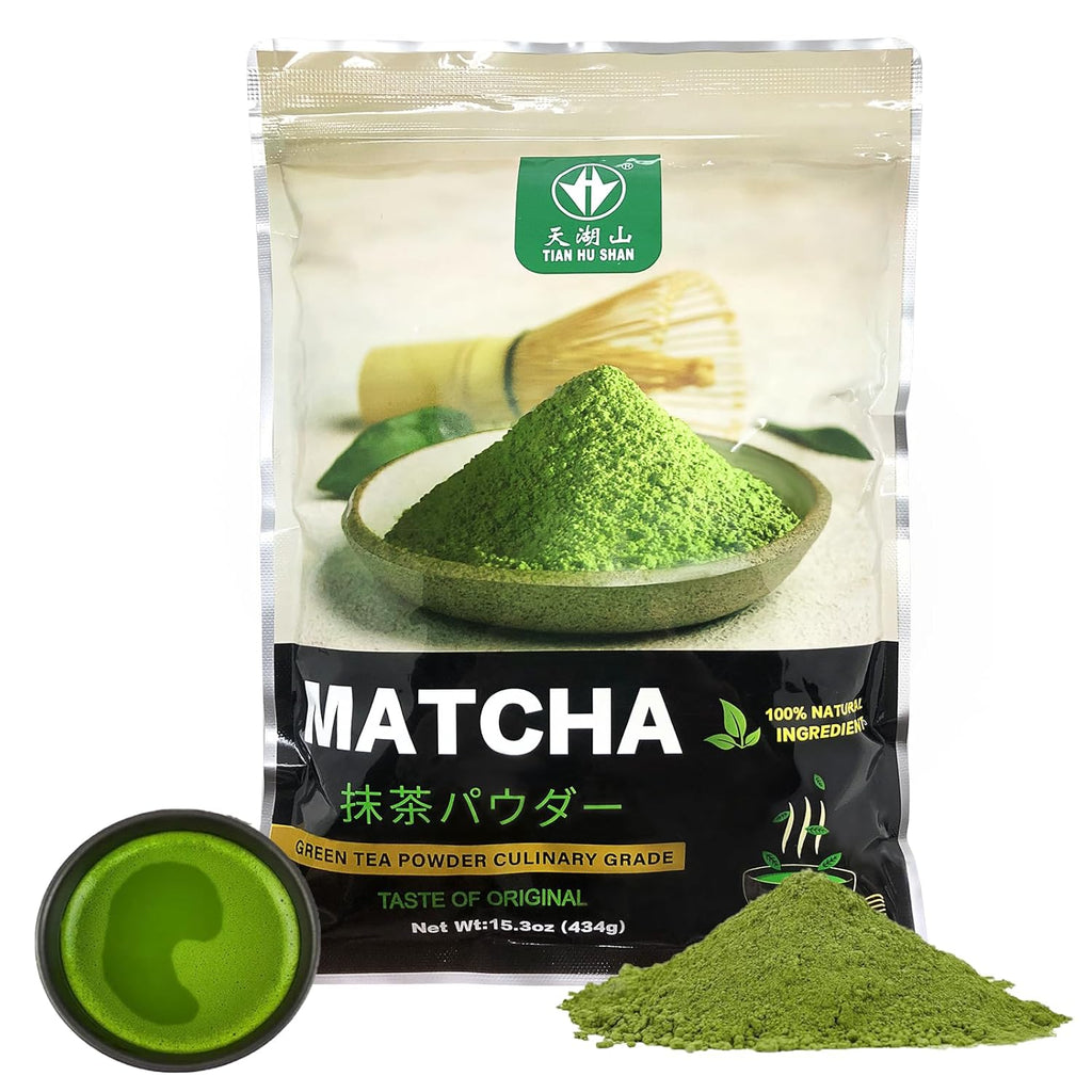 TIAN HU SHAN Matcha Green Tea Powder 15.3oz/434g, Starter Matcha Culinary For Lattes, Cooking, Baking