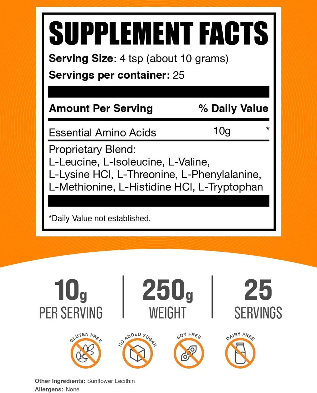 BulkSupplements.com Essential Amino Acids Powder - Essential Amino Acids Supplement, EAA Powder - Unflavored & Gluten Free, 10g per Serving, 250g (8.8 oz) (Pack of 1)