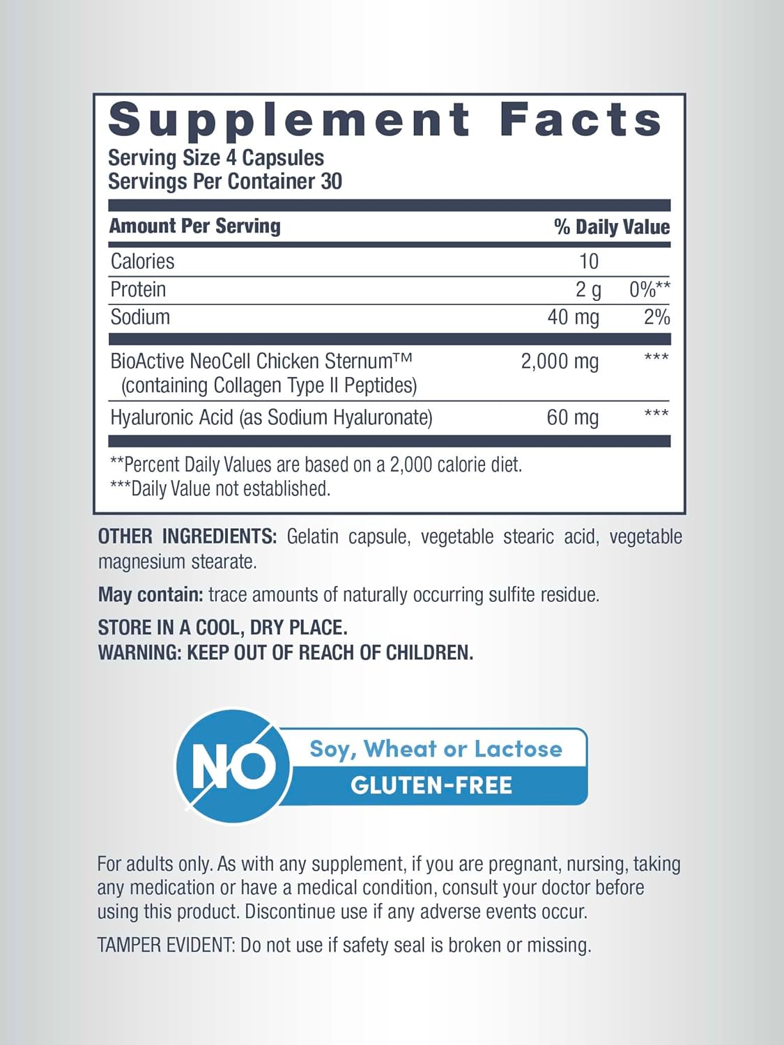 NeoCell Joint Complex Supplement | 120 Capsules | Plus Hyaluronic Acid | Collagen Type II