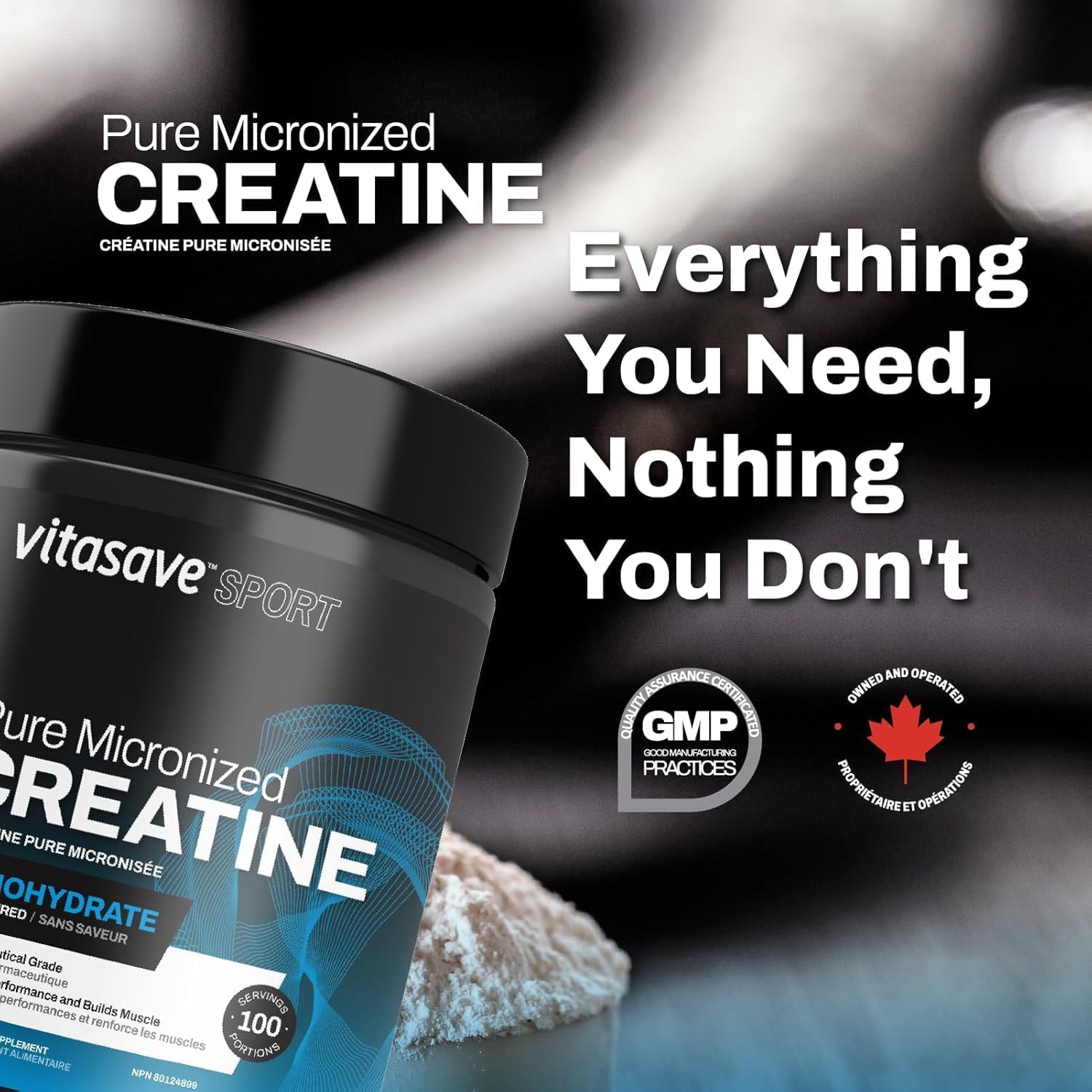 Micronized Creatine Monohydrate Powder – 100% Pure Creatine for Muscle Growth, Strength & Performance – Fast-Absorbing, Ultra-Fine & Unflavored – Vegan – 200 Servings (1000g, Made in Canada)
