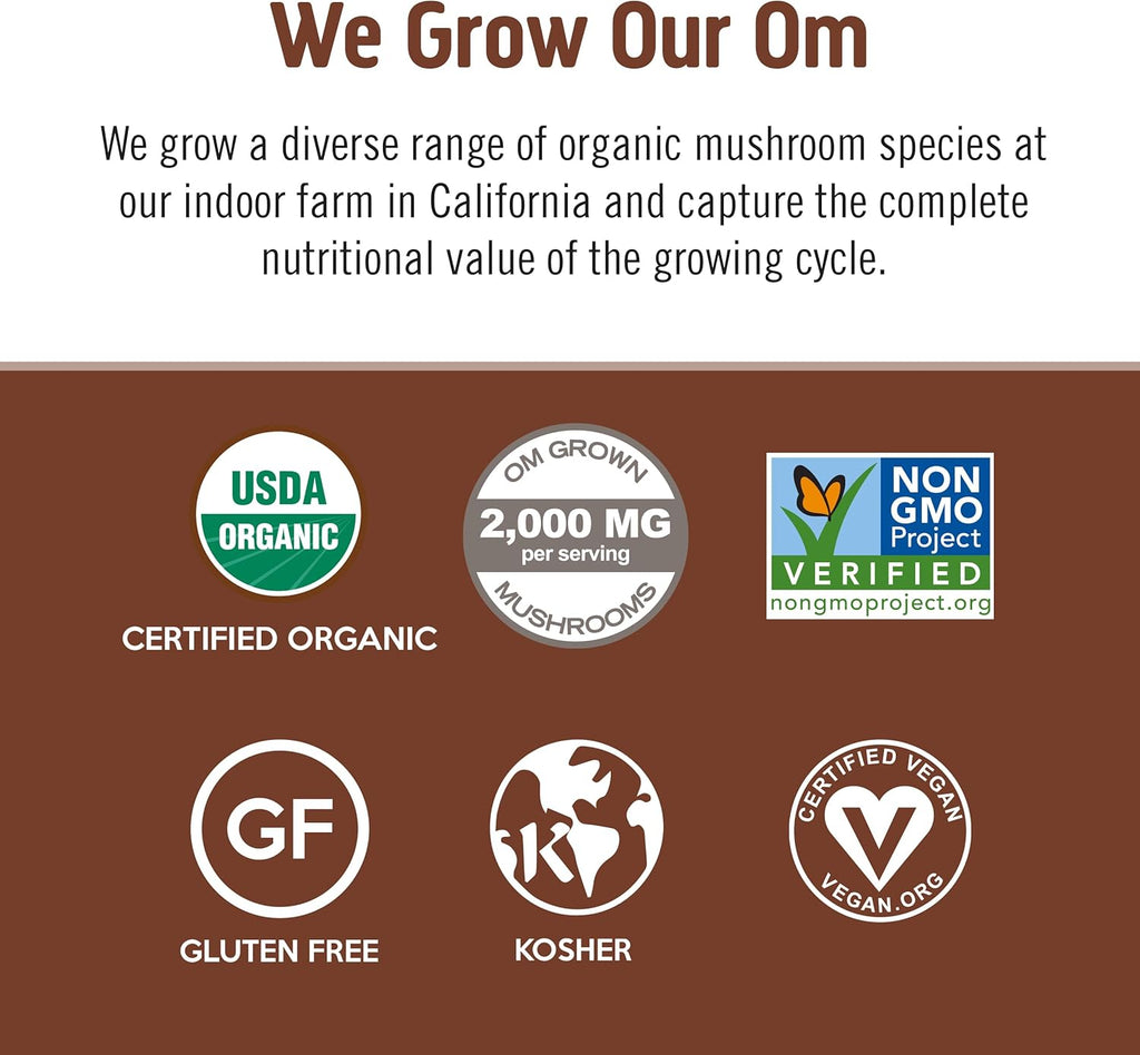OM MUSHROOM SUPERFOOD Coffee Blend Mushroom Powder, 6.24 Ounce Canister, 30 Servings, Organic Arabica Beans, Lion's Mane, Cordyceps, Turkey Tail, Ginkgo Biloba, Supports Energy and Focus