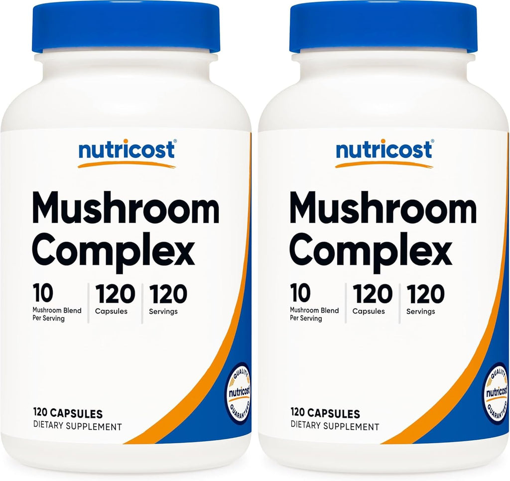 Nutricost Mushroom Complex Supplement, 120 Capsules - 10 Mushroom Blend (with Reishi, Maitake, Shiitake, Lion's Mane, and More) - Non-GMO and Gluten Free (Pack of 2)