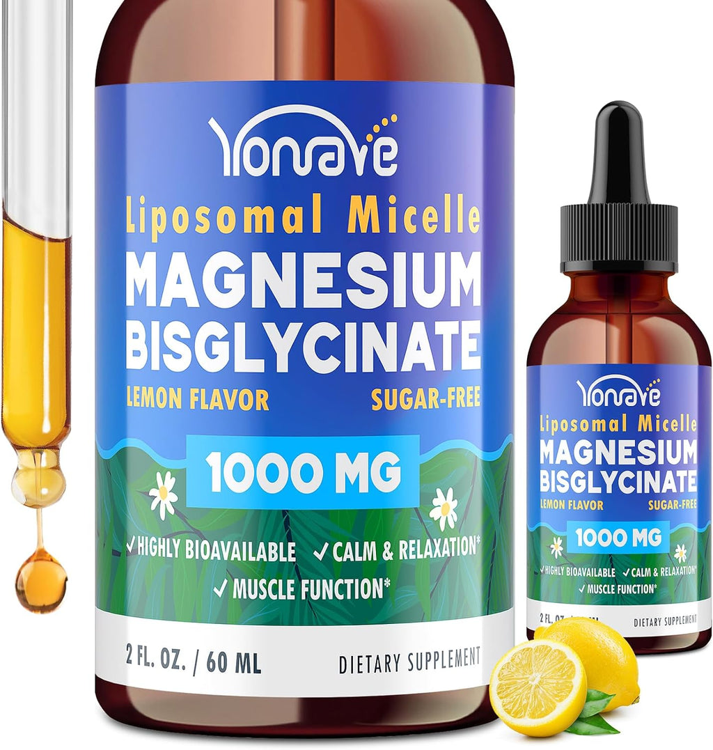 Magnesium Bisglycinate Chelated Supplement – High Absorption Liquid Magnesium Complex – Liposomal Micelle Technology – High Potency Formula for Sleep, Muscle, Heart, Calm– Sugar Free, Vegan, 60ml