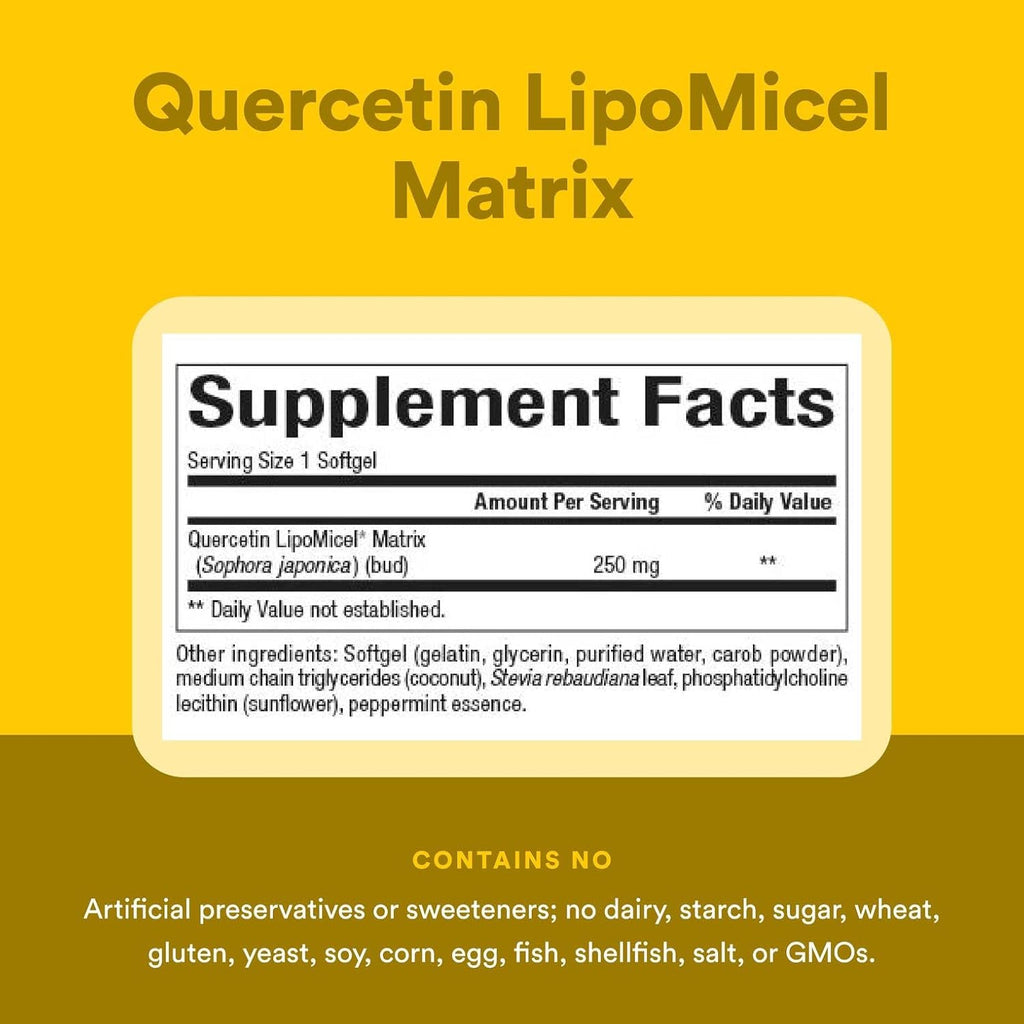 Natural Factors Quercetin LipoMicel Matrix for Superior Absorption, 120 Softgels
