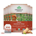 Organic India Tulsi Masala Chai Tea Bags - Holy Basil, Black Tea, Spices with Ginger, Stress Relieving, Immune Support, USDA Certified Organic, Antioxidant, Caffeinated - 18 Infusion Bags, 6 Pack
