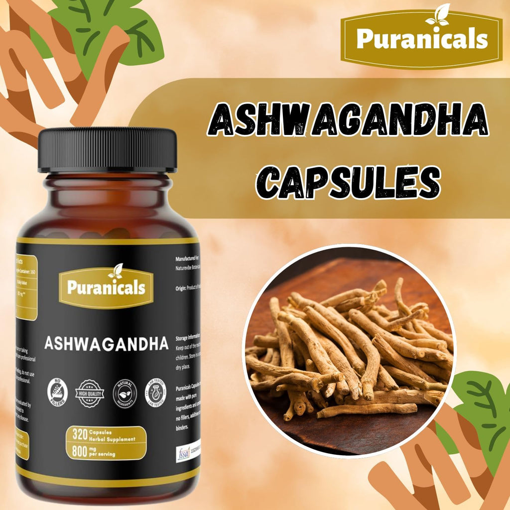 Ashwagandha Premium 320 Capsules Non GMO and Gluten Free | Herbal Supplement | 800 mg Per Serving | Made with 100% Pure Herb Ashwagandha Powder