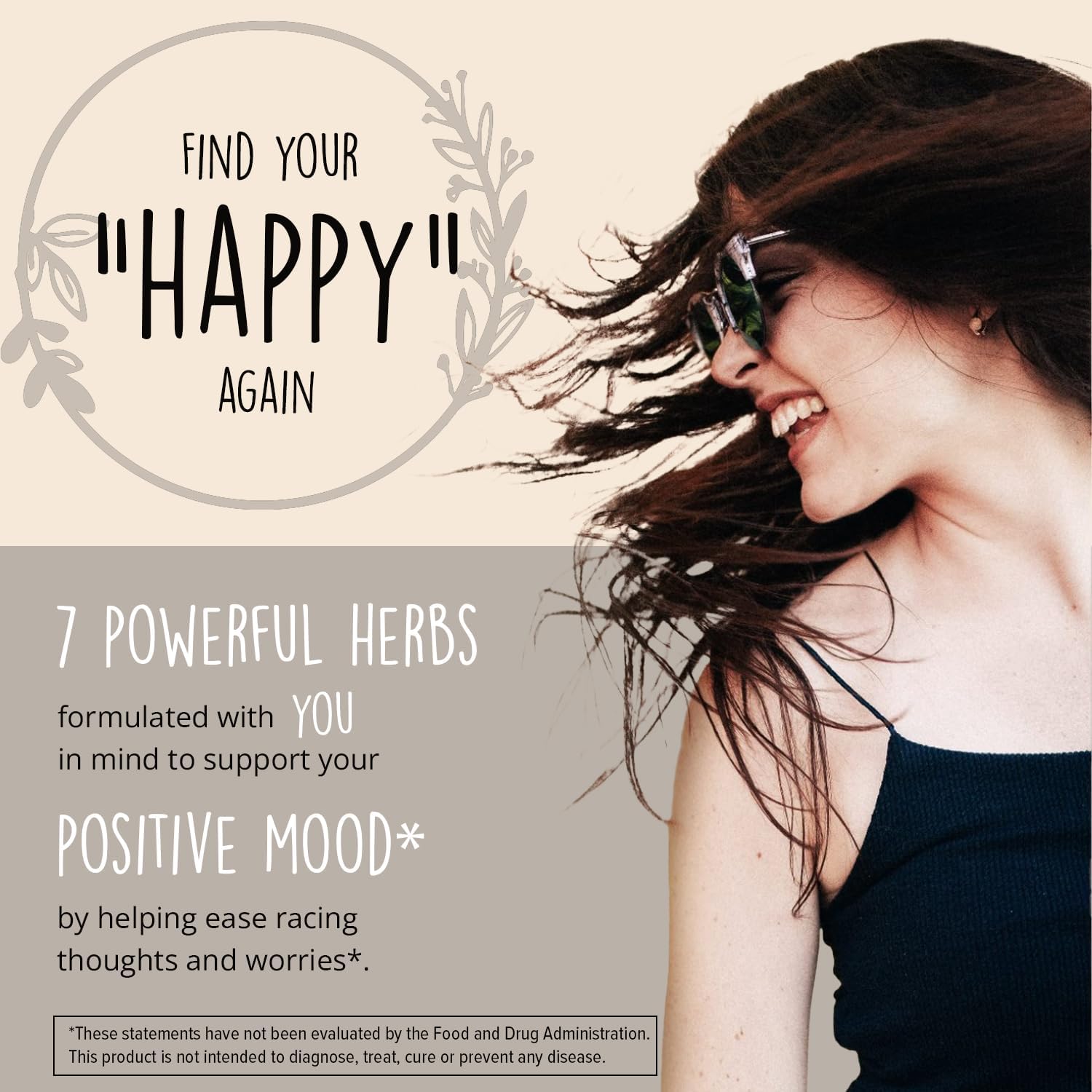 Joy-Filled Mood Support Supplement - 7 Herb Complex w/St. Johns Wort (180 Ct) | Rhodiola Rosea, Eleuthero, Ashwagandha | Stress Relief – Helps Calm The Mind & Body | 100% Plant-Based Happy Pills
