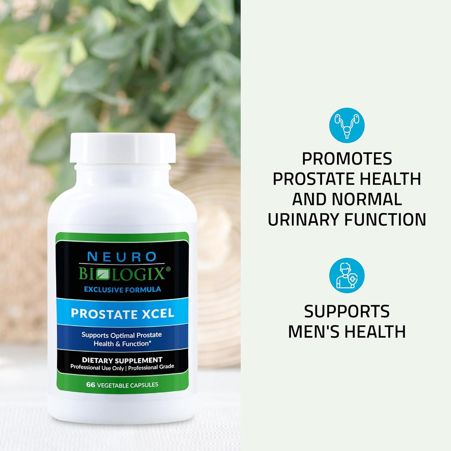 Neuro biologix Prostate Xcel, Prostate Health Supplement with Saw Palmetto for Men, Pumpkin Seed Oil, Zinc, Prostate Supplements for Men, 66 Capsules