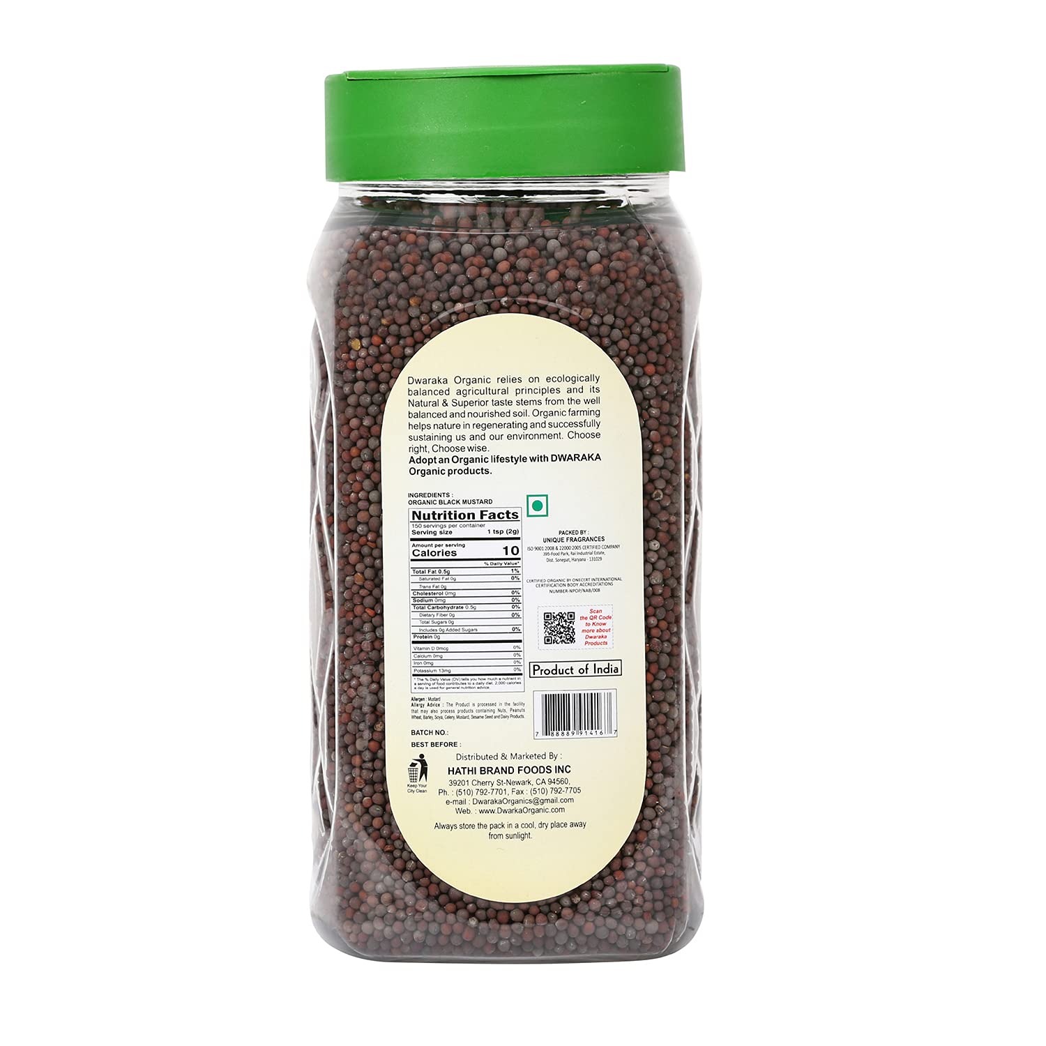 Dwaraka Organic - Black Mustard Seeds, 10.5oz, Healthy, Organic, Non GMO, All Natural