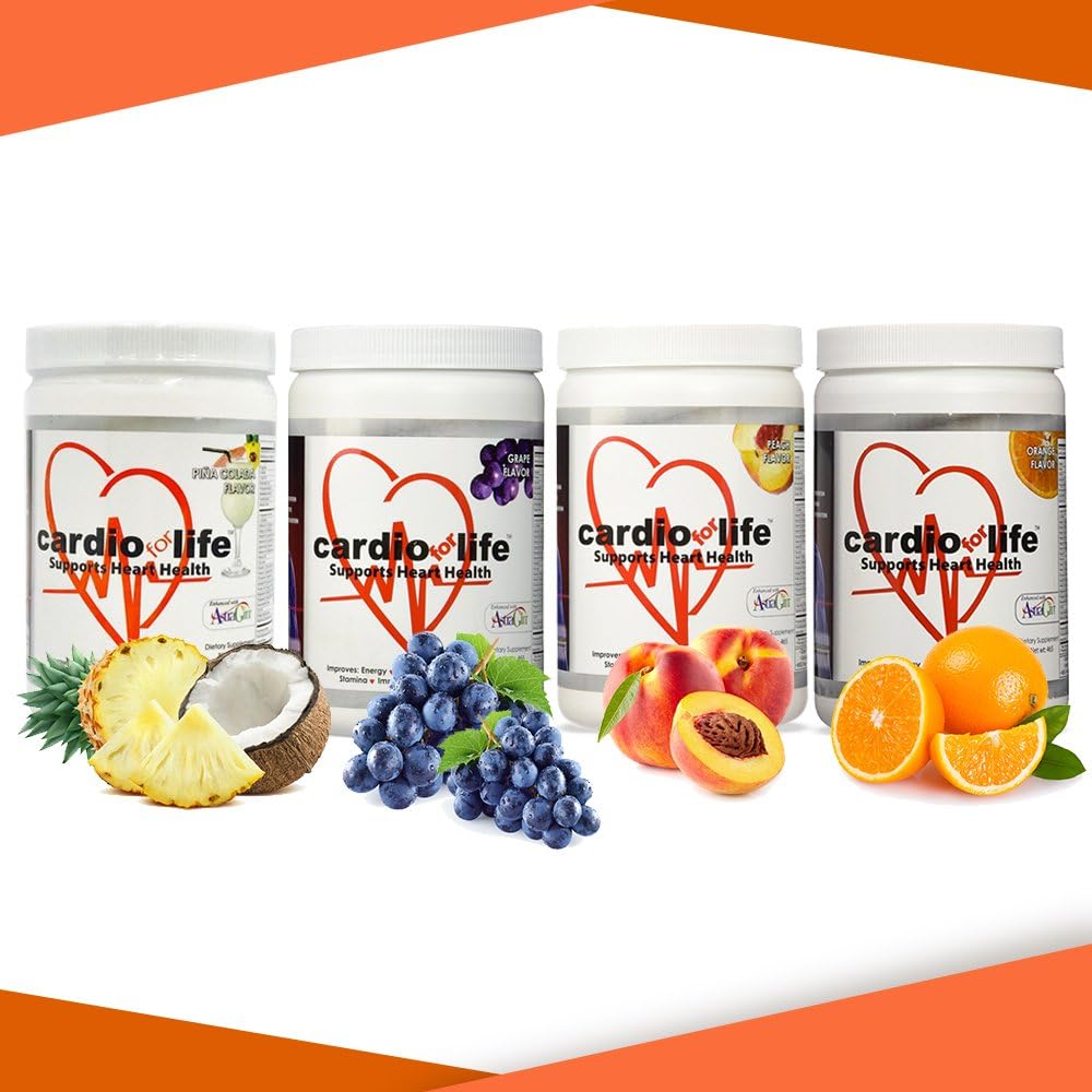 Cardio for Life L-Arginine Powder 16oz - Pina Colada - Natural Nitric Oxide Supplement for Cardiovascular Health - Increase Energy