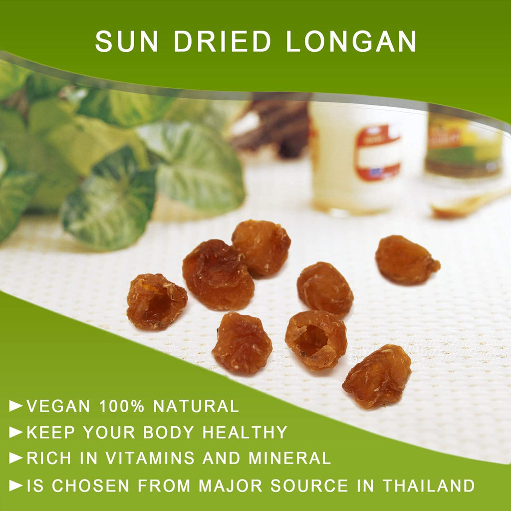 3 Pounds Natural Dried Longan, DABC OAK LAND 100% Fruit Meat, Premium Thailand Sun Dried Longan, Naturally Sweet, Healthy, Gluten-Free, Vegan, High in Vitamins, Dried Fruit Supplement 3bags of 1LB