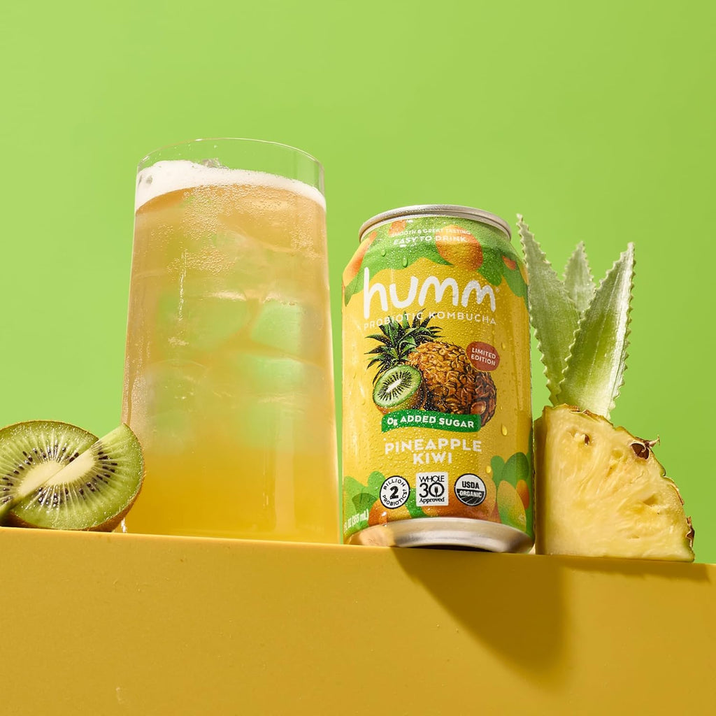 Humm Whole30 Approved Kombucha, Pineapple Kiwi, Organic, Vegan & GMO Free (24 Pack)