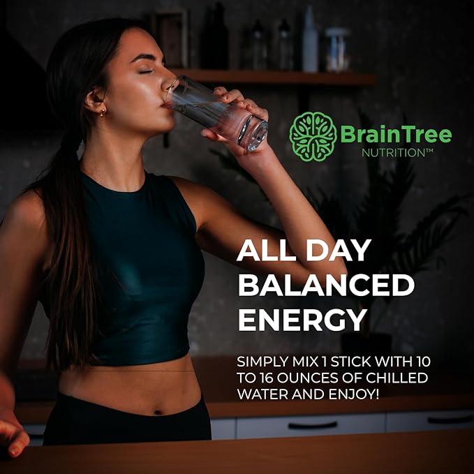 BrainTree Nutrition - Focus + Hydration - Electrolyte Drink Mix - Total Body Hydration - Supports Cognitive Function, Energy & Muscle Recovery - Sugar Free - Citrus - 30 Stick Packs