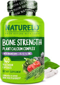 NATURELO Calcium Supplement - with Vitamin C, Vitamin D3, K2, and Calcium Magnesium Zinc for Bone Strength with Calcium 600mg - Plant-Based, 360 Vegetarian Capsules, Non-GMO, Soy & Gluten-Free