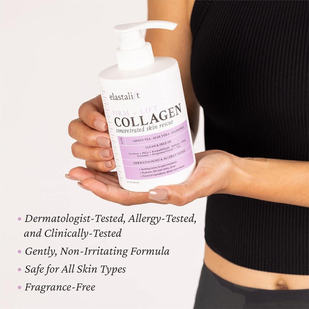 Elastalift Collagen Body Cream + Hyaluronic Acid Lotion Skin Care Set, Anti Aging Face & Body Moisturizer Dry Skin Rescue Creams For Wrinkle Control, Lifting, Firming, & Tightening Skin, 2-Pack