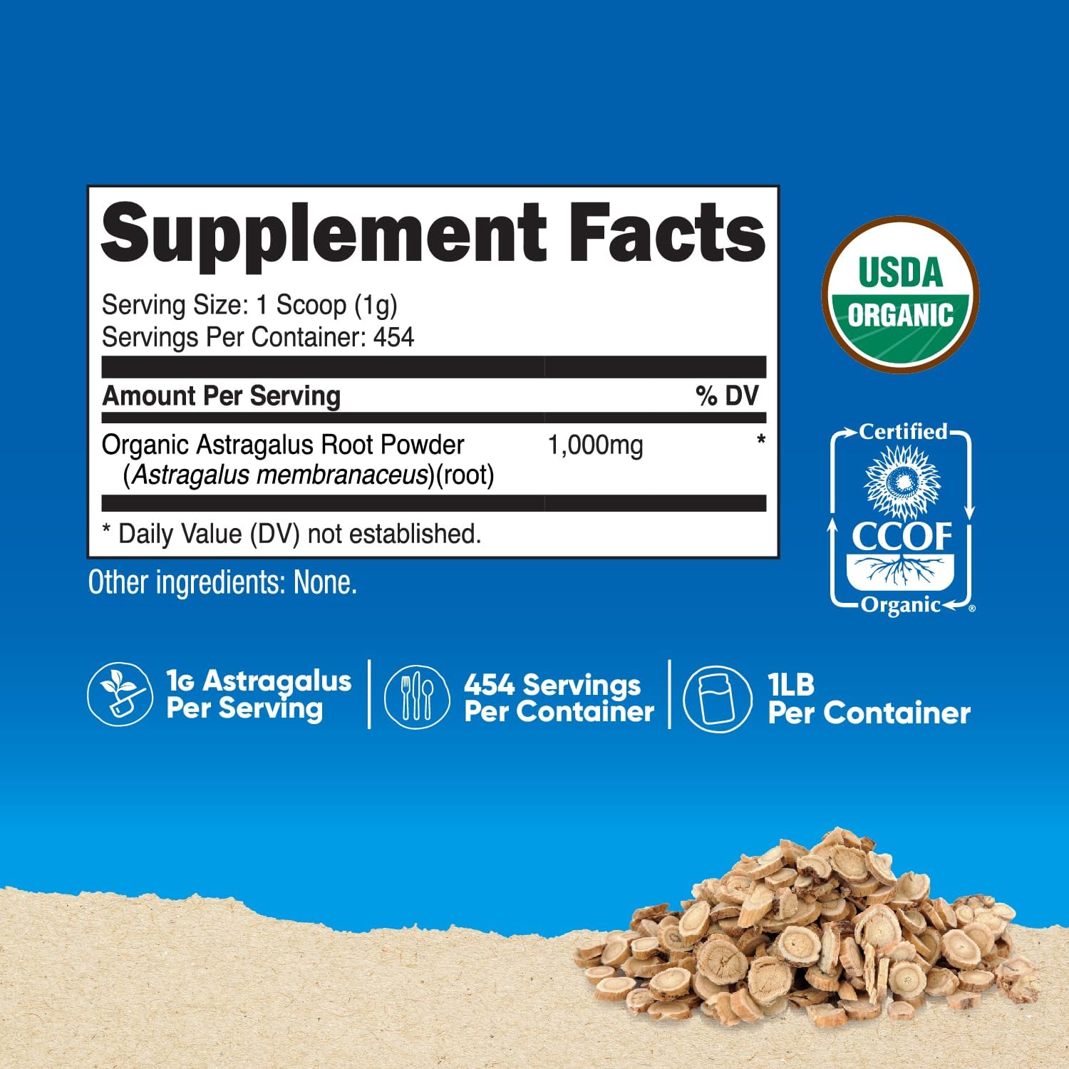 Nutricost Organic Astragalus Root Powder 1LB - Gluten Free, Non-GMO, Vegetarian
