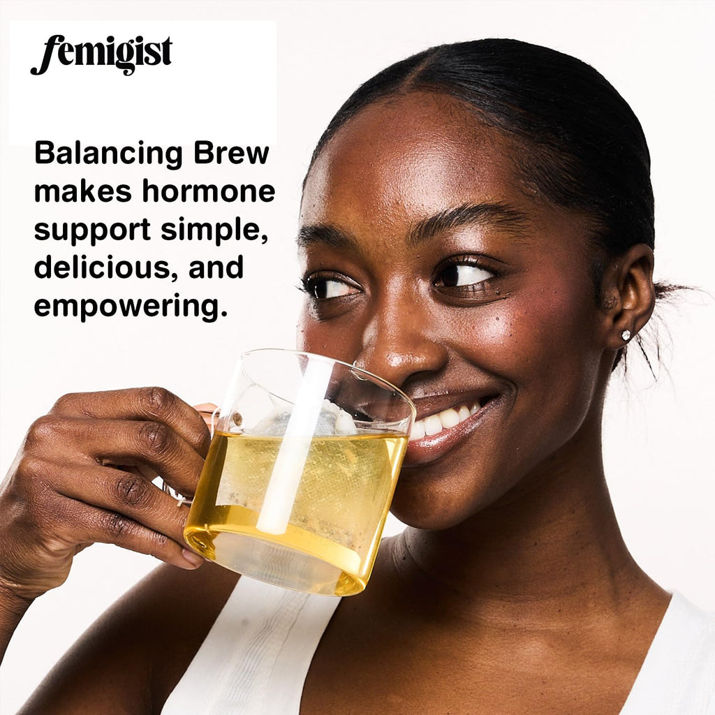 Femigist Balancing Brew Hormone Tea for Women, Loose Leaf Herbal Blend with Raspberry, Spearmint, Licorice, Nettle, PMS Relief, PCOS Cycle Support, Caffeine-Free Fennel Menstrual Cramp Tea