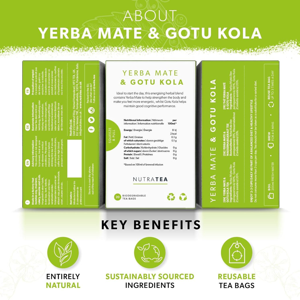 Nutra Tea - Moringa Leaf & Ashwagandha – Moringa Tea Bags, Ashwagandha Tea Bags - For Mood Support and Stress Relief - 40 Individually Wrapped Bags - Herbal Infusion (2 Pack)