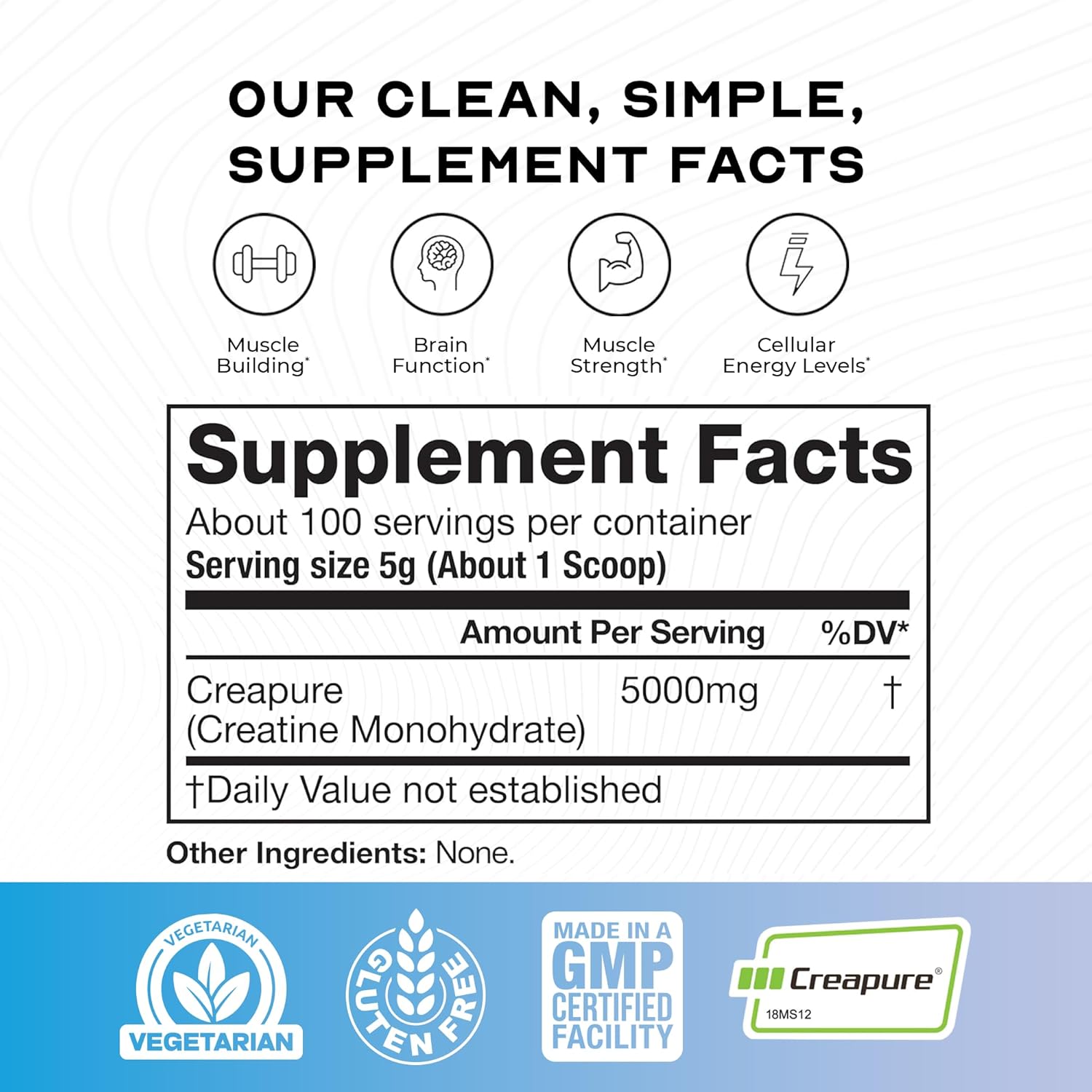 Muscle Feast Creapure Creatine Monohydrate Powder, Vegan Keto Friendly Gluten-Free, Mass Gainer, Muscle Recovery Supplement and Trusted Creatine for Muscle Growth, Creatine Powder, Unflavored, 500g
