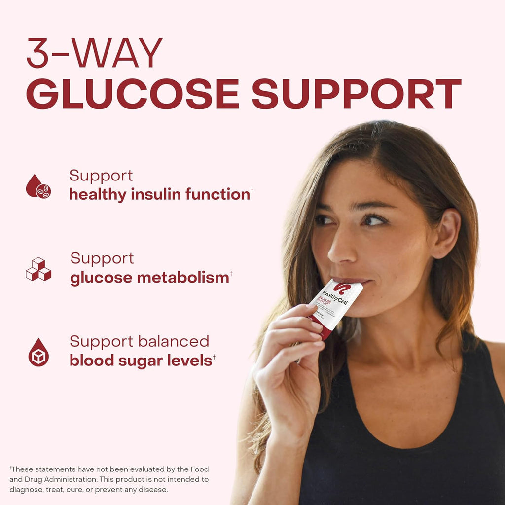 HealthyCell Glucose Support Supplement to Support Balanced Blood Sugar - Berberine, Cinnamon & Chromium for Healthy Insulin Function & Proper Glucose Metabolism - 30 Gel Packs, Apple Cinnamon Flavored