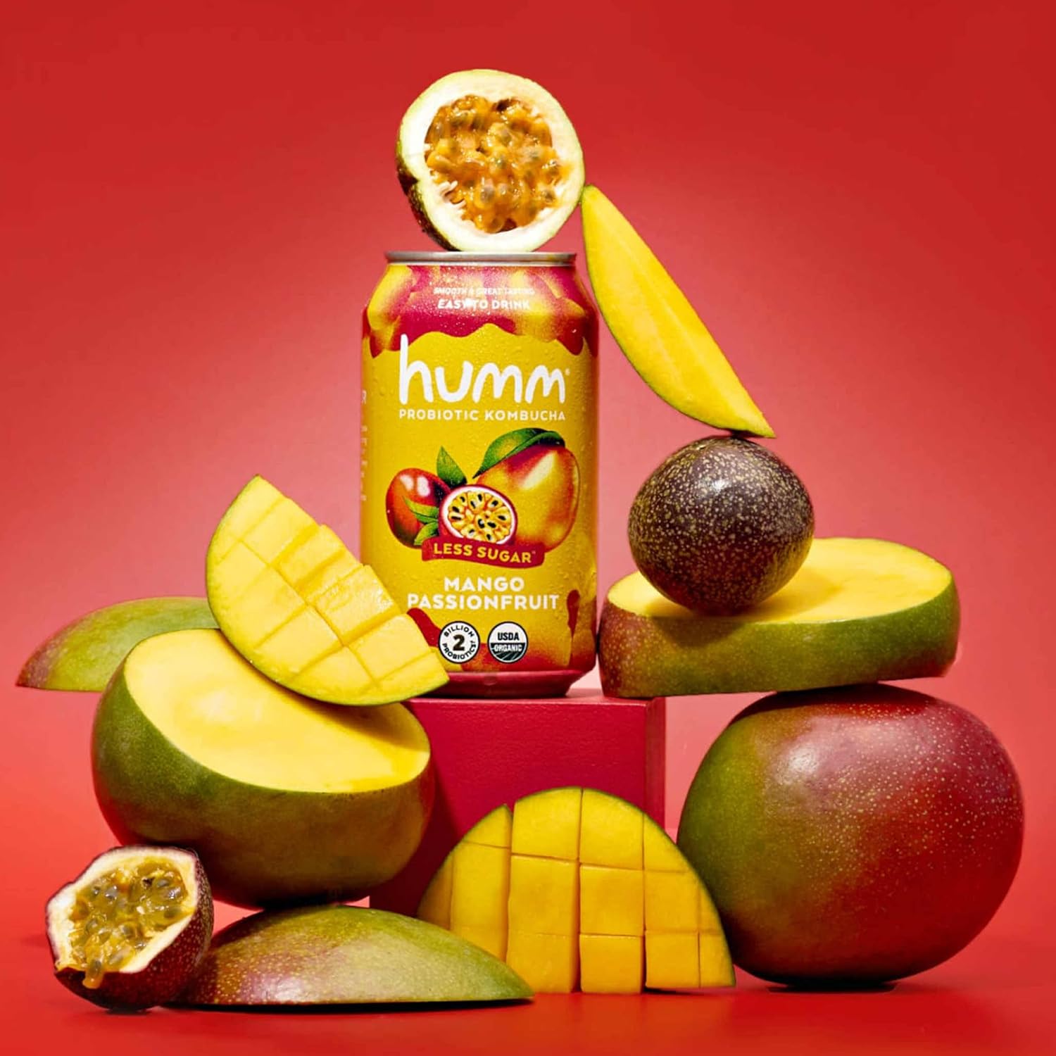 Humm Kombucha Sampler Pack, Includes Original Mango Passionfruit Kombucha, Zero Sugar Blood Orange, Whole30 Approved Strawberry Blossom (Pack of 12)