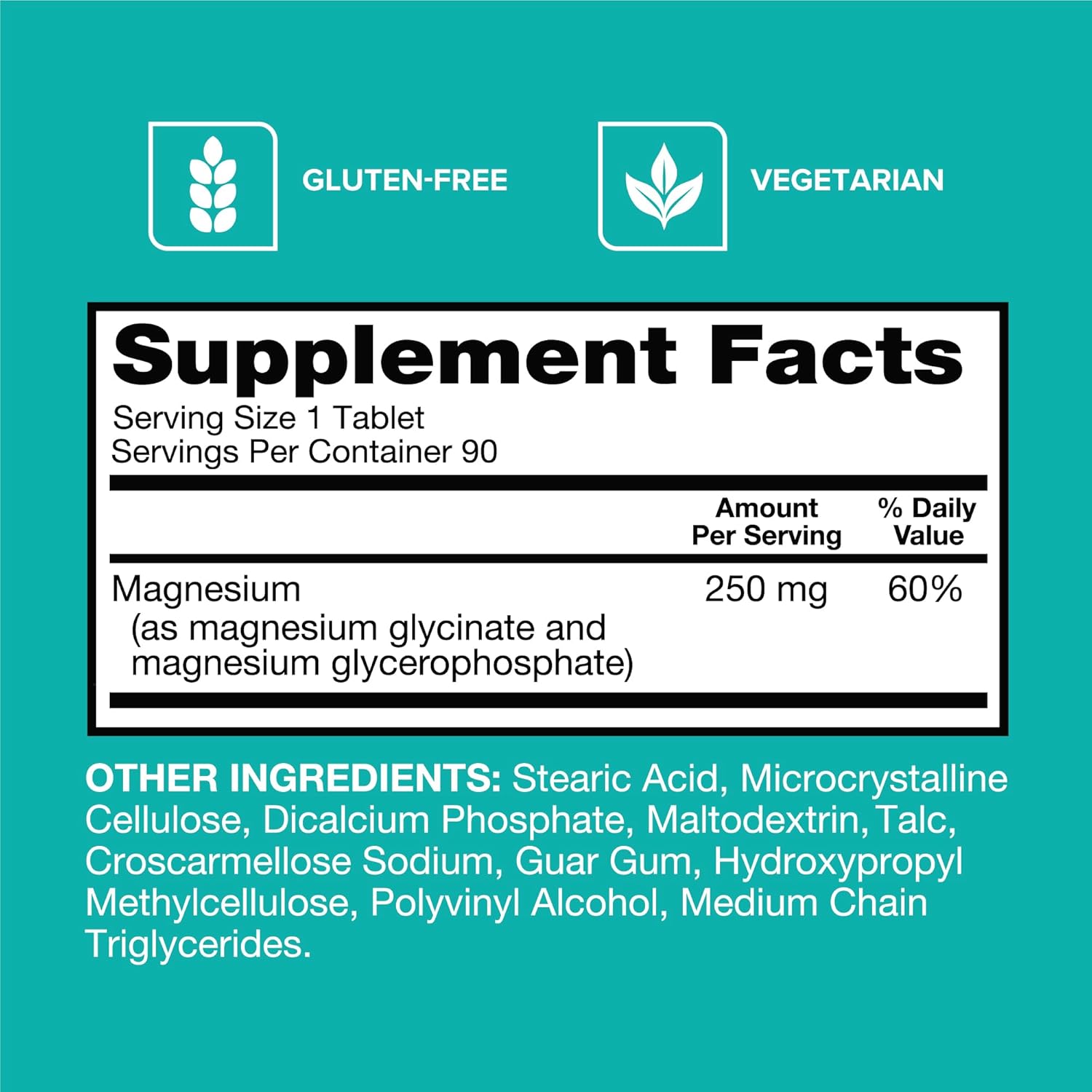 Qunol Magnesium Glycinate Complex, Gentle on Stomach, 250mg One Pill Dose, Superior-Absorption Magnesium, Nerve, Bone and Muscle Health Supplement, 90 Count (Pack of 1)