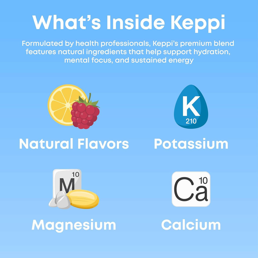 Keppi Electrolytes Powder – Raspberry Lemonade Flavor – No Sugar Hydration Supplement with Magnesium, Potassium, Sodium – 50 Servings – Keto, Vegan, Fasting-Friendly, Zero Calorie Electrolyte Drink