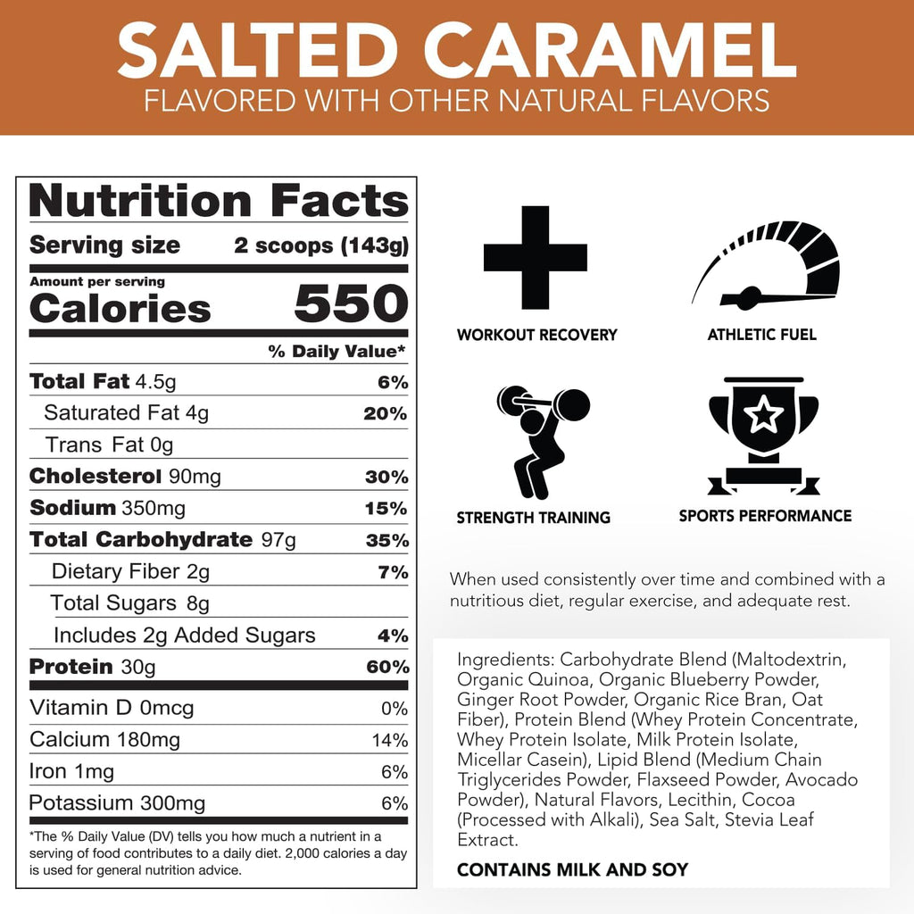 RIVAL NUTRITION Naturally Flavored Clean Gainer (5 lb, Salted Caramel)