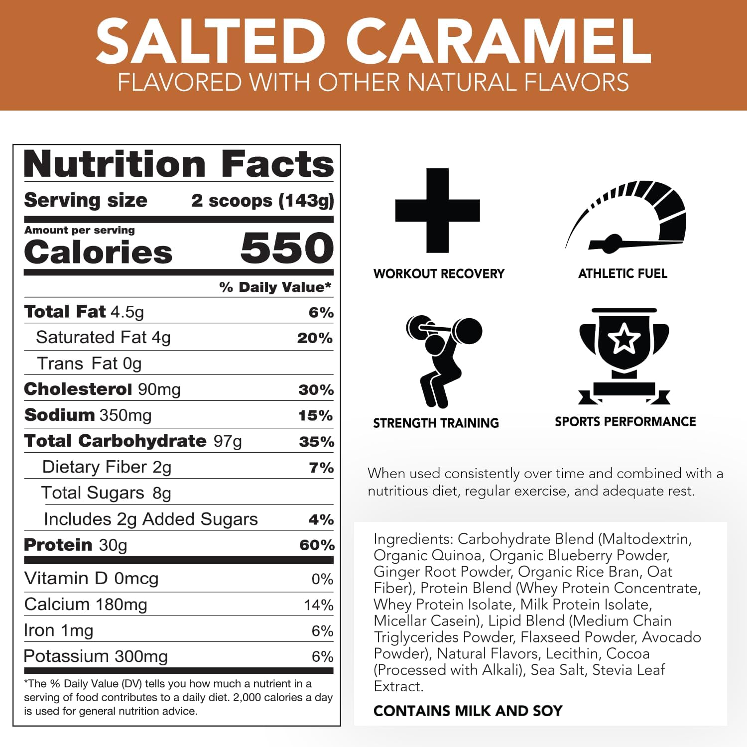 RIVAL NUTRITION Naturally Flavored Clean Gainer (5 lb, Salted Caramel)